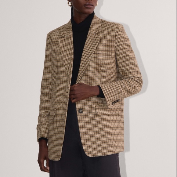 Everlane The Oversized Blazer in Wool Camel Houndstooth